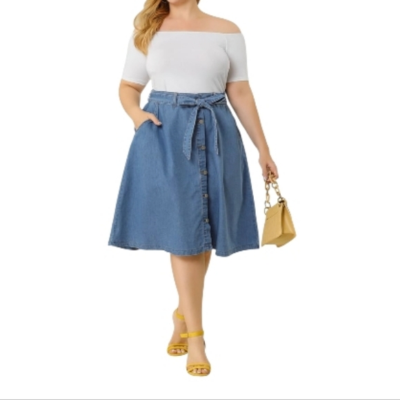Agnes Orinda Dresses & Skirts - Agnes Orinda. Denim Blue A-Line Skirt. Size 2X. NWT.